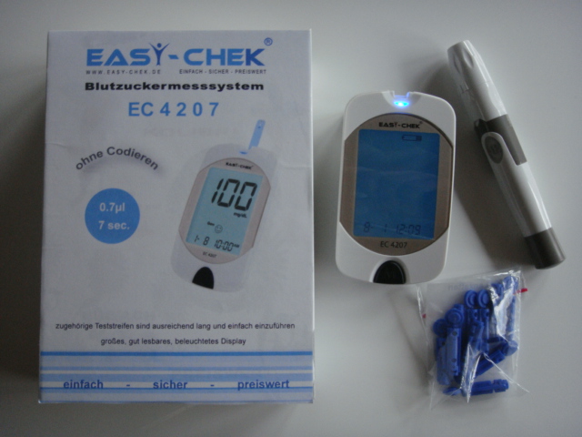 Bestimmen Sie sicher und einfach Ihren Blutzucker mit unserem Easy-Chek Blutzuckermessgerät.